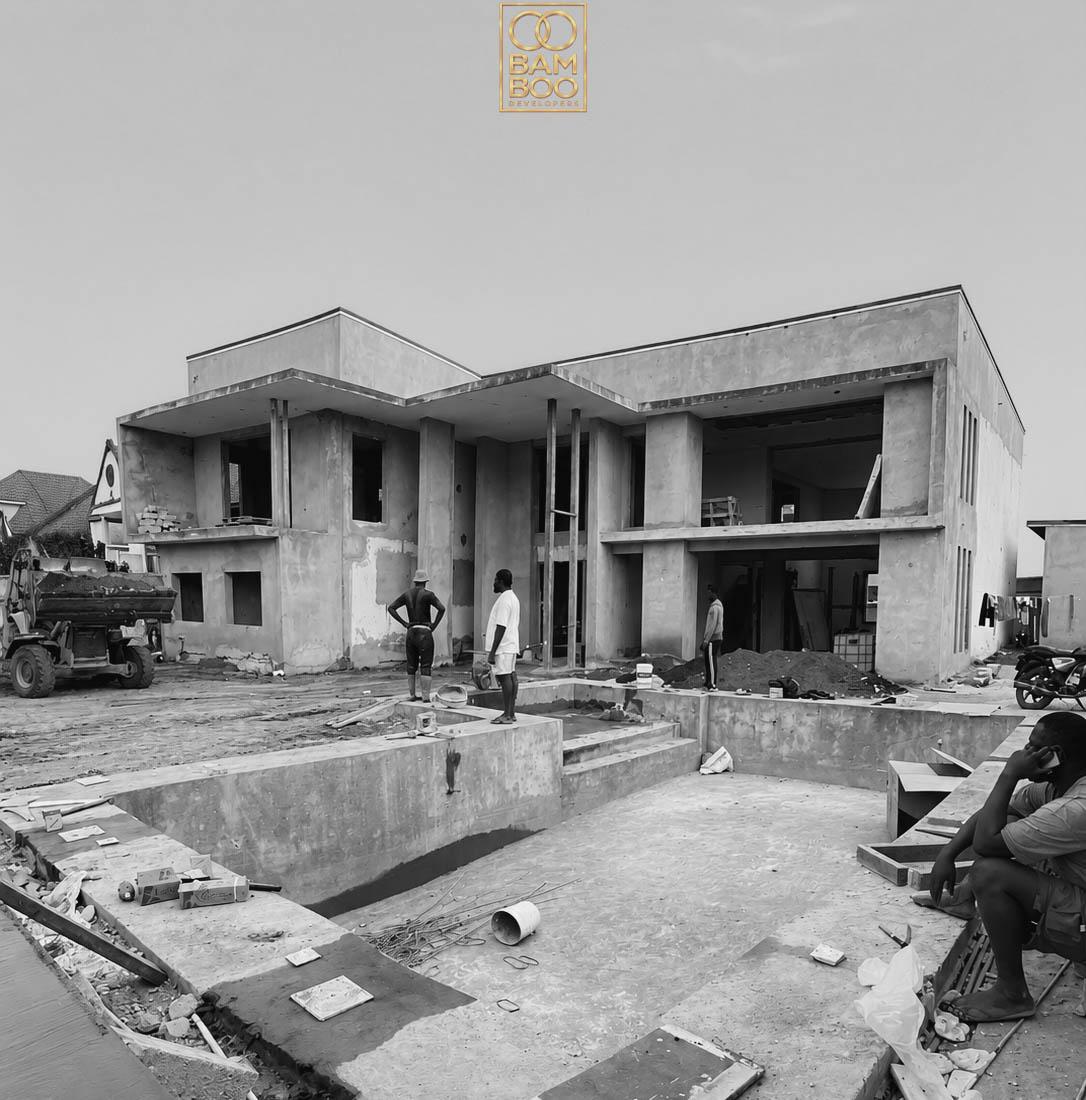 The Oasis by Bamboo villa structure and pool under construction